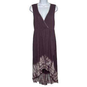 Vocal Dress Dusty Purple White Tie Dye Sleeveless High Low Waffle Knit